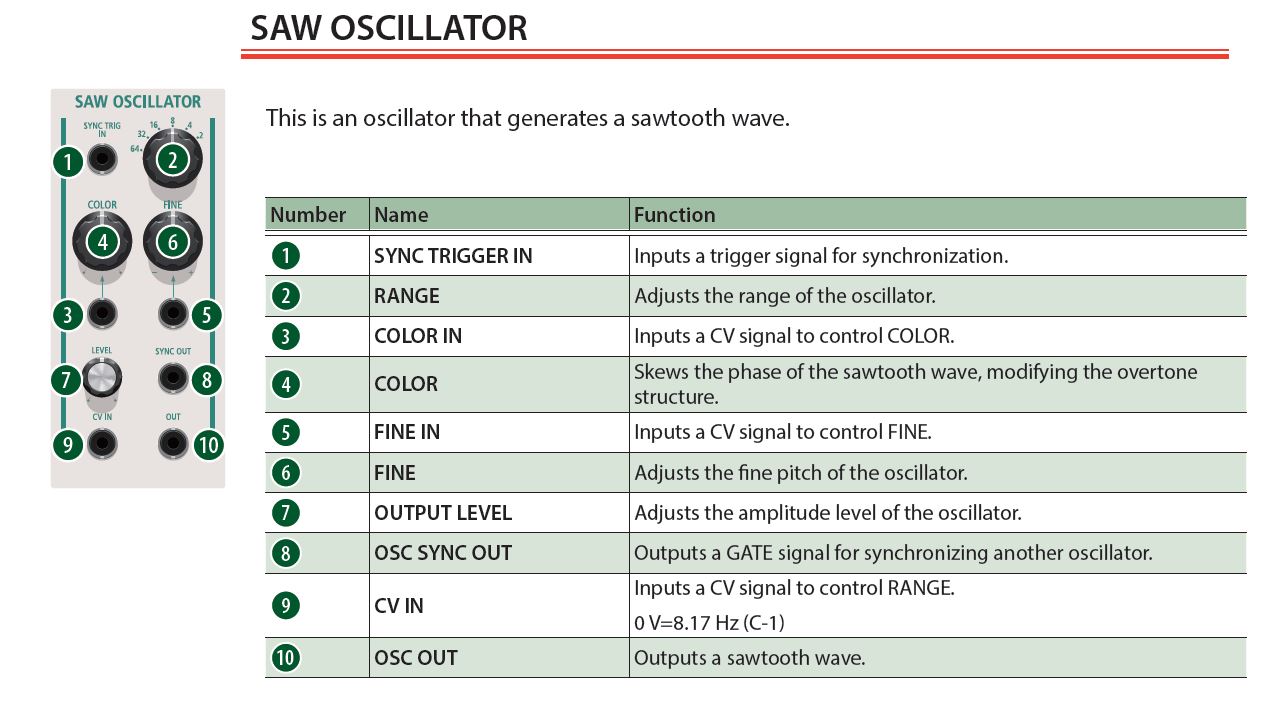 aira modular customizer saw oscillator